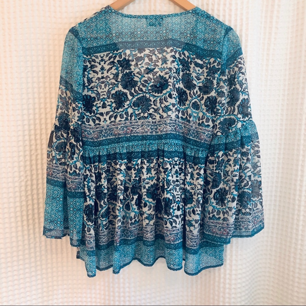 Show Me Your Mumu Blue Waimea Valley Poet Tie Top - Picture 10 of 10